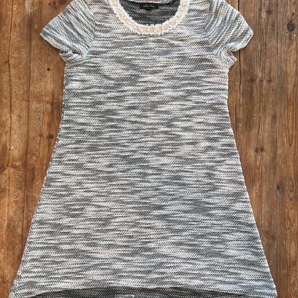 Melissa Paige Women’s“A-Line” Textured Cotton Mini Dress Pearl Trim Medium EUC - Picture 2 of 10